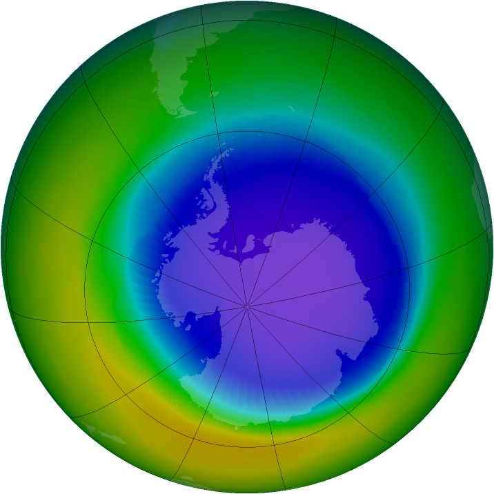 Antarctic ozone map for October 2001